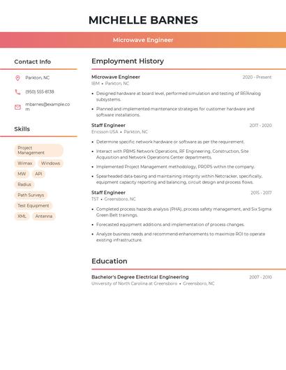 Microwave Engineer Resume