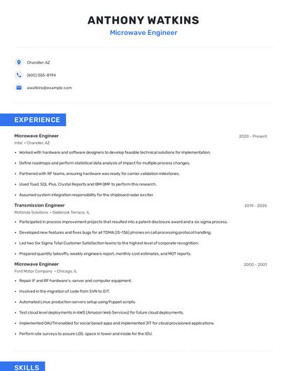 Microwave Engineer Resume