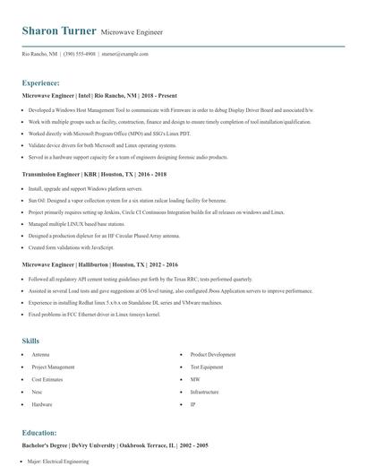 Microwave Engineer Resume