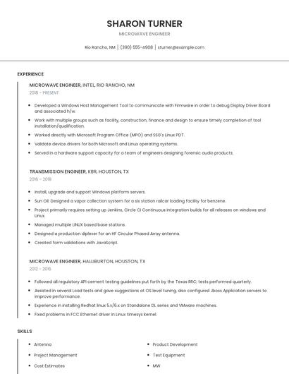 Microwave Engineer Resume