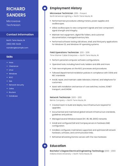 Microwave Technician Resume