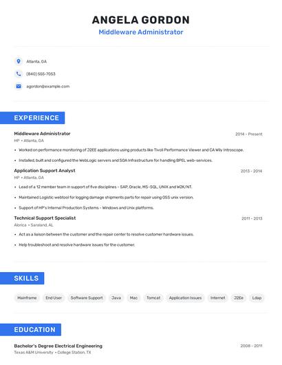 Middleware Administrator Resume