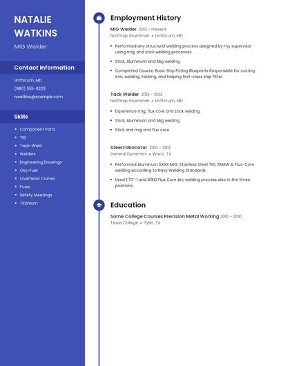 MIG Welder Resume
