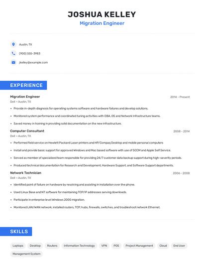 Migration Engineer Resume