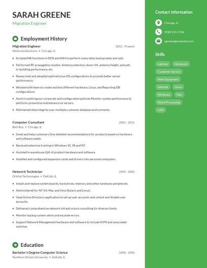 Migration Engineer Resume