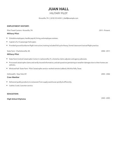 Military Pilot Resume