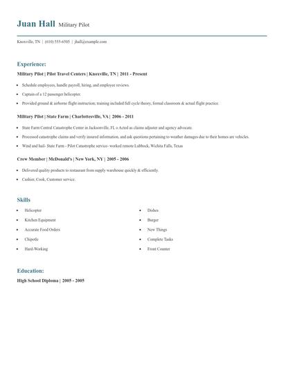 Military Pilot Resume