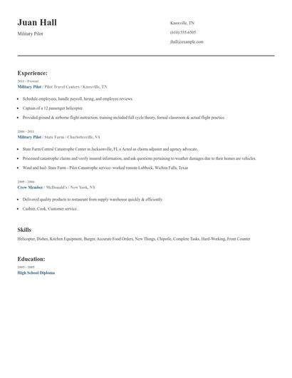Military Pilot Resume