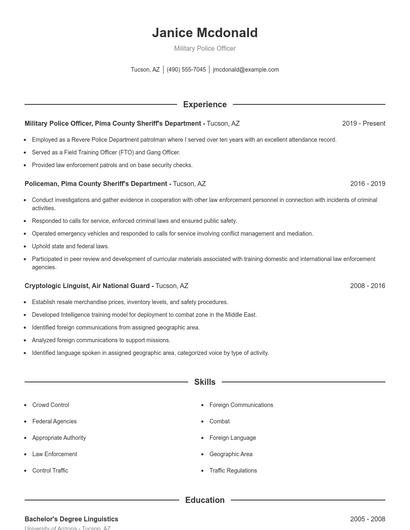 Resume example 1