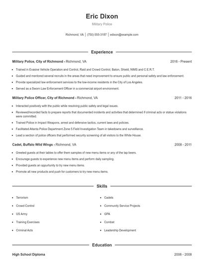 Resume example 1