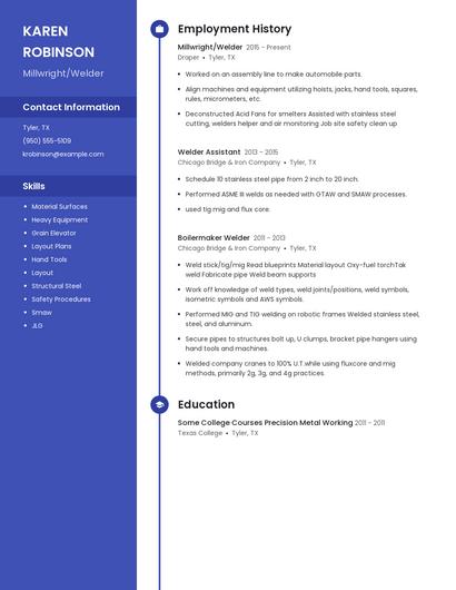 Millwright/Welder Resume