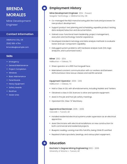 Mine Development Engineer Resume