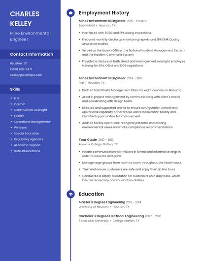 Mine Environmental Engineer Resume