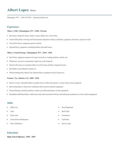 Miner Resume