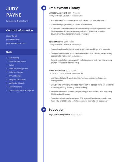 Minister Assistant Resume