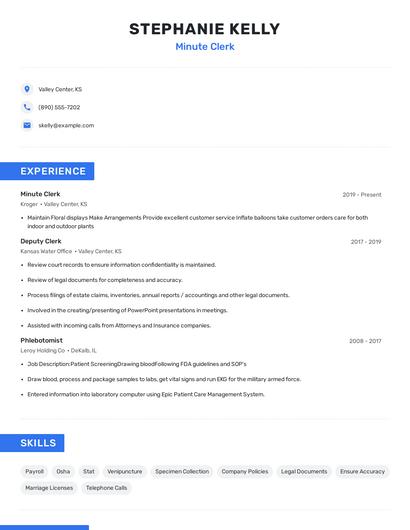 Minute Clerk Resume