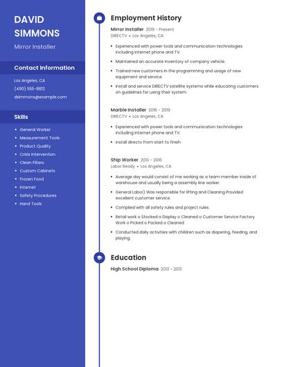 Mirror Installer Resume