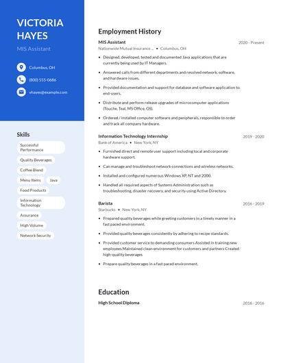 MIS Assistant Resume