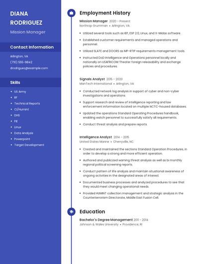Mission Manager Resume