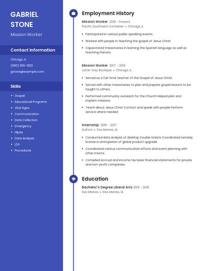 Mission Worker Resume