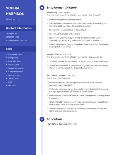 Missionary Resume