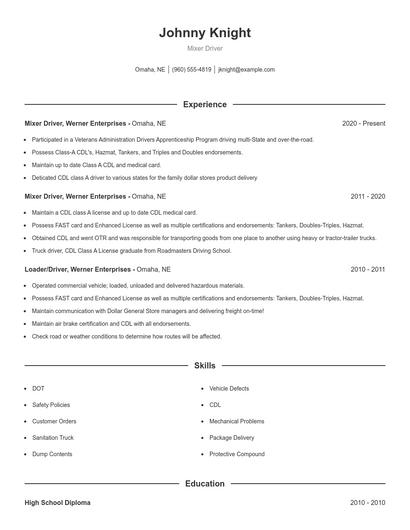 Resume example 1