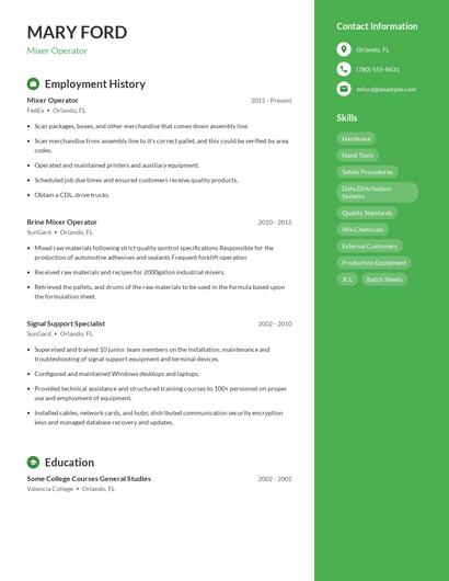 Resume example 5