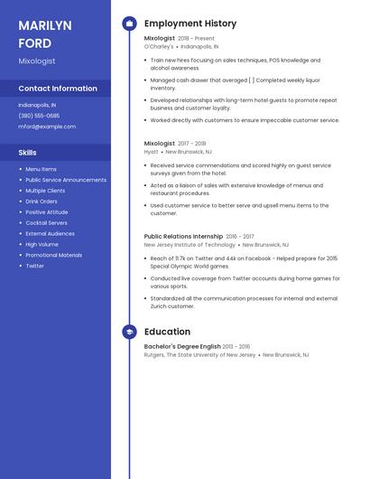 Mixologist Resume