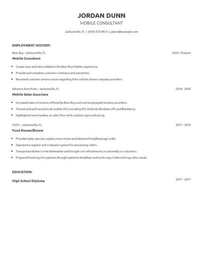 Mobile Consultant Resume