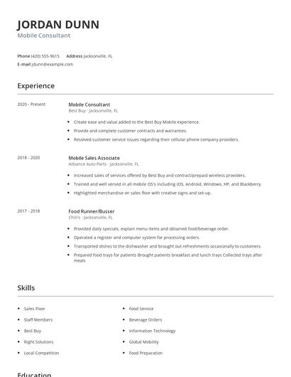 Mobile Consultant Resume