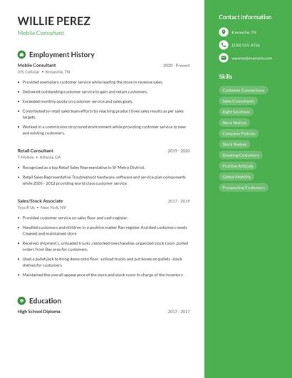 Mobile Consultant Resume