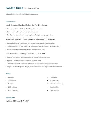 Mobile Consultant Resume