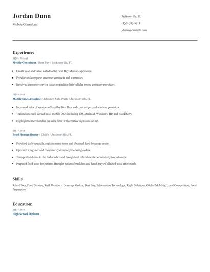 Mobile Consultant Resume