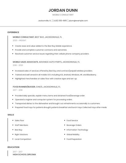 Mobile Consultant Resume