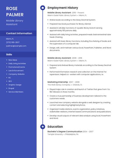 Mobile Library Assistant Resume