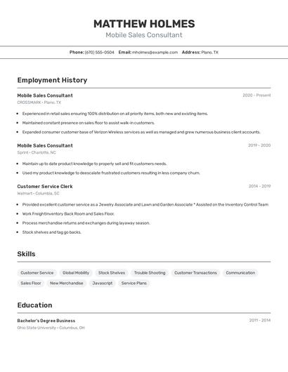Resume example 2