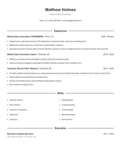 Resume example 1
