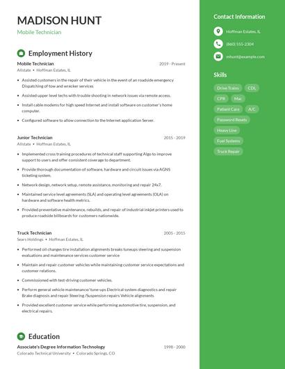 Mobile Technician Resume