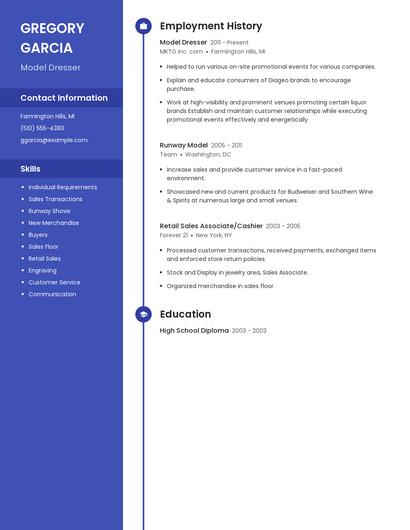 Model Dresser Resume