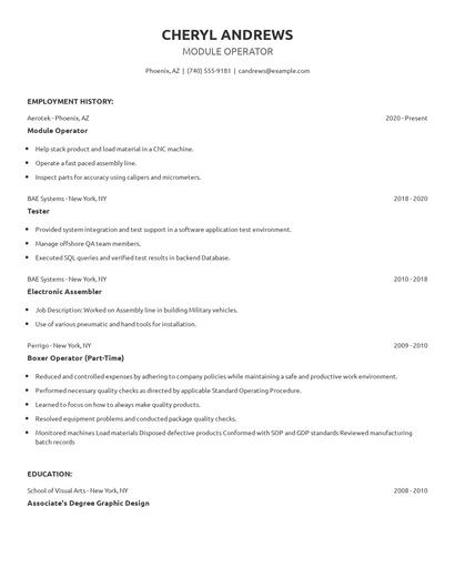 Module Operator Resume