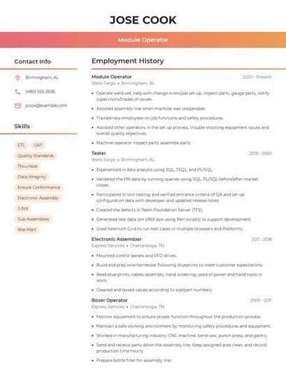Module Operator Resume