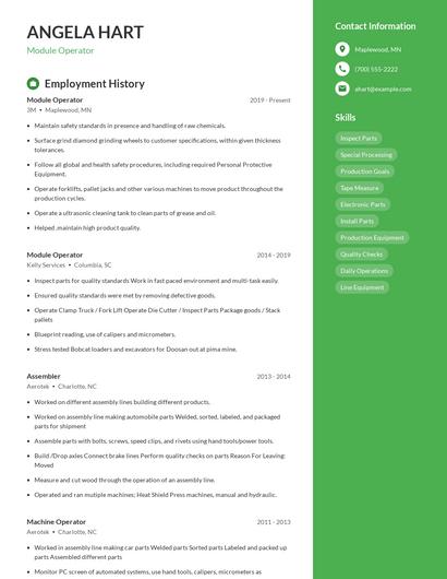 Module Operator Resume