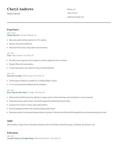 Module Operator Resume