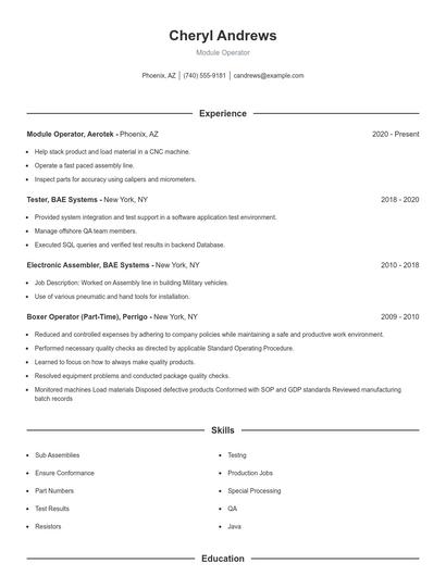 Module Operator Resume