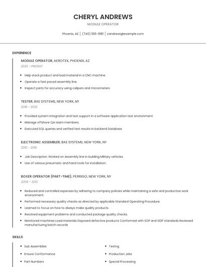 Module Operator Resume