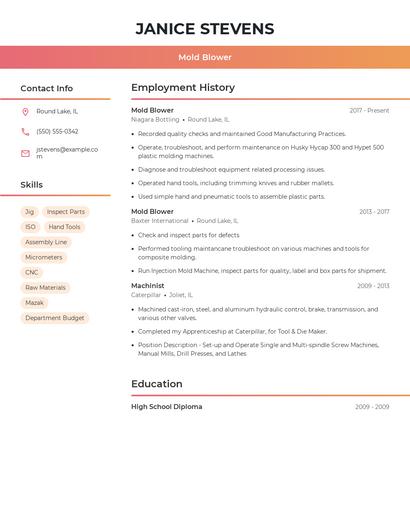 Mold Blower Resume