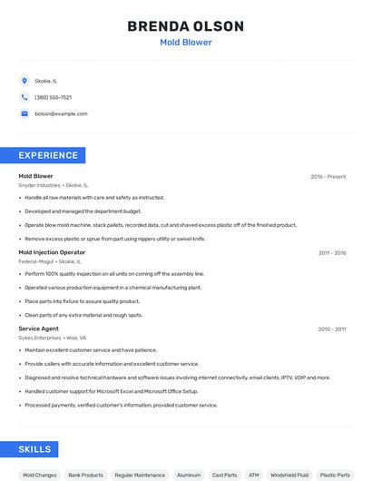 Mold Blower Resume
