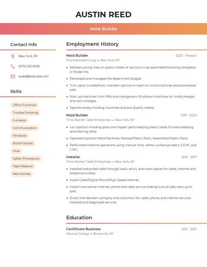 Mold Builder Resume