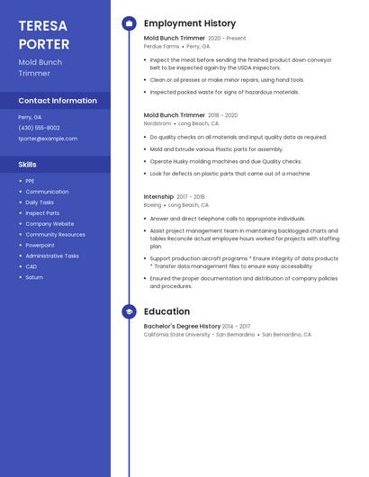 Mold Bunch Trimmer Resume