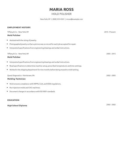Mold Polisher Resume